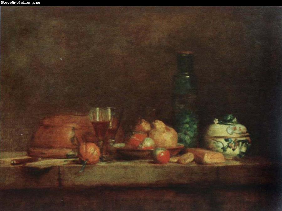 Jean Baptiste Simeon Chardin still life with bottle of olives